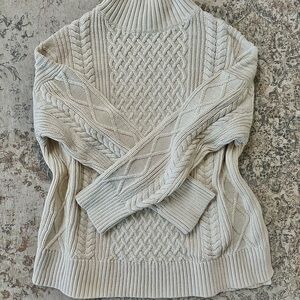 J. Crew Cream Cable Knit Turtleneck Sweater